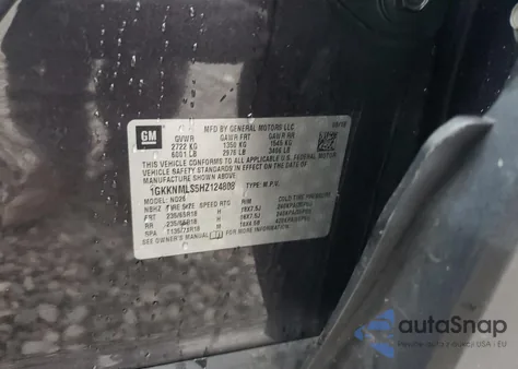 2017 GMC Acadia Slt-1 из США, поврежденный, VIN 1GKKNMLS5HZ124808